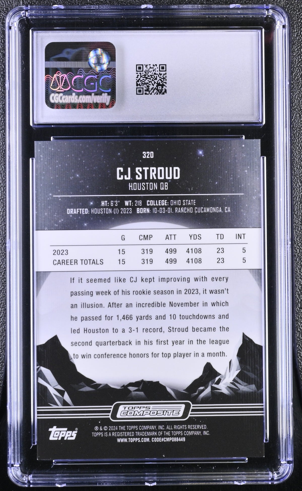 2023 Topps Composite C.J. Stroud Rookie Midnight #320 CGC 9.5 Houston Texans