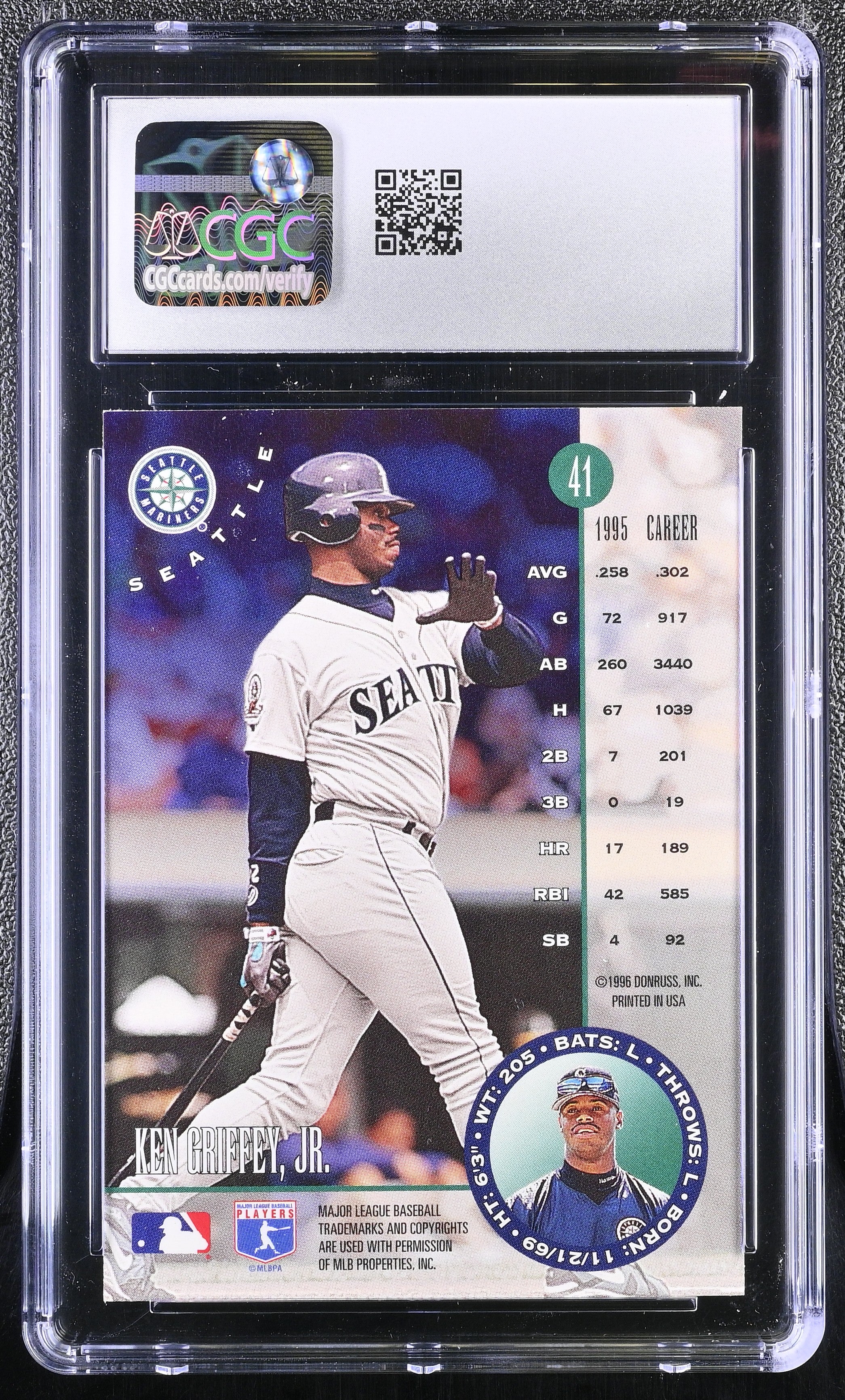 1996 Leaf Ken Griffey Jr. #41 CGC 9