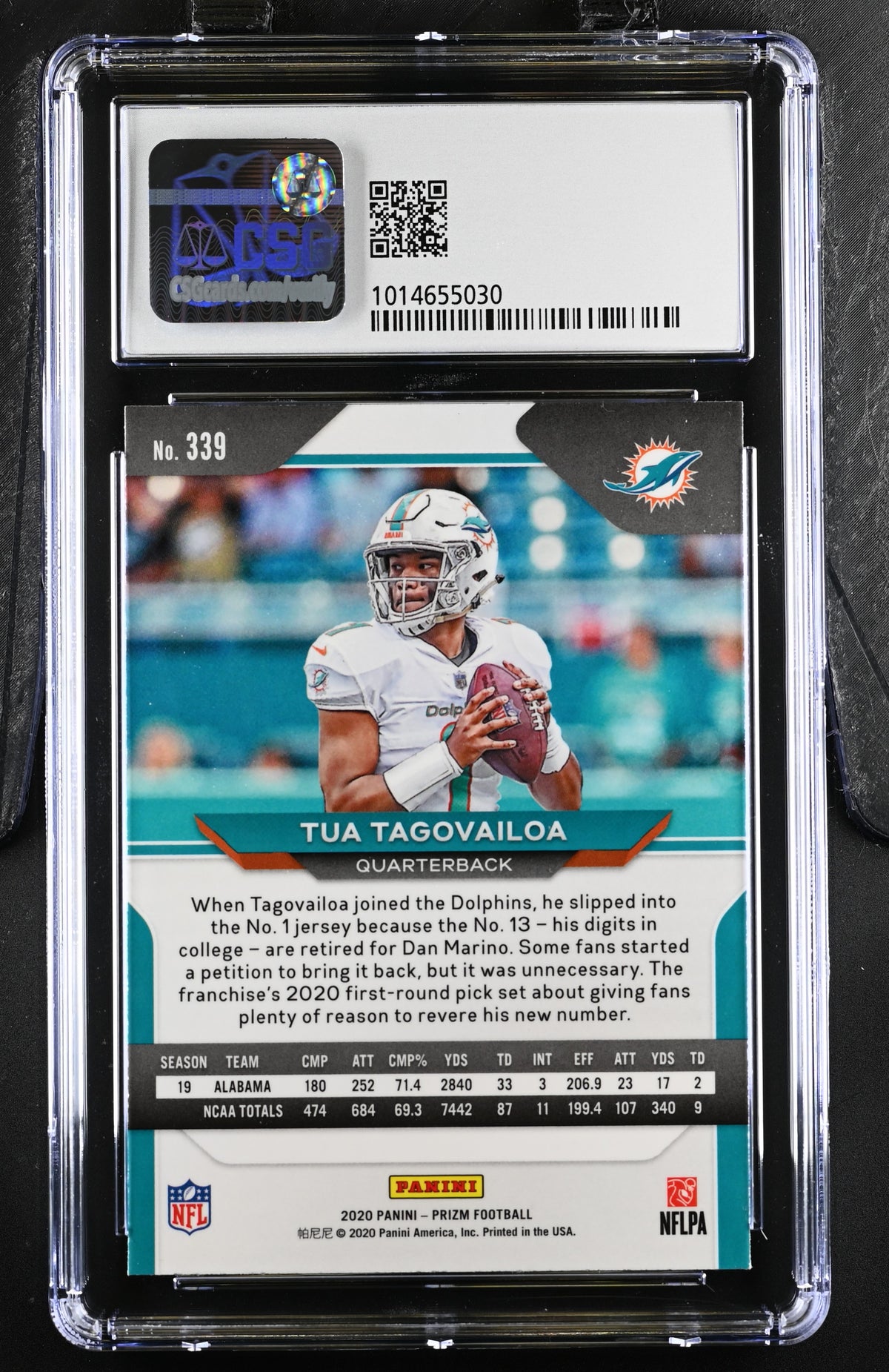 2020 Panini Prizm Tua Tagovailoa #339 CGC 8.5