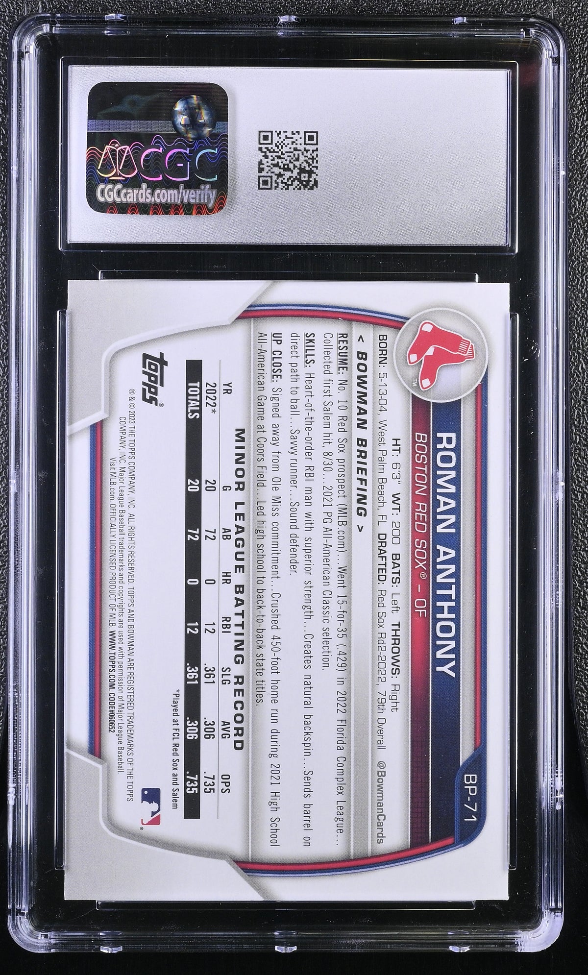 2023 Bowman Roman Anthony Prospects #BP-71 CGC 9.5