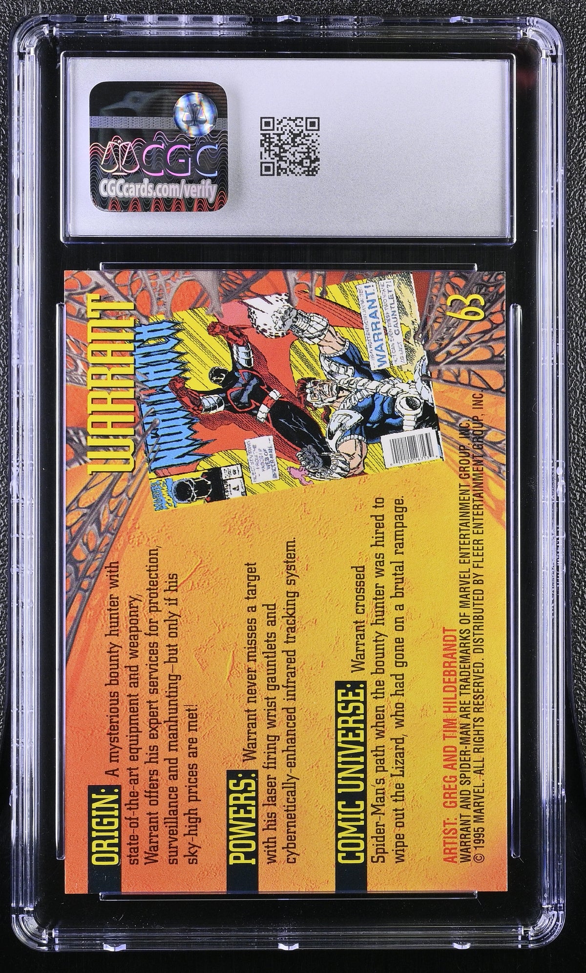 1995 Fleer Ultra Spider-Man Warrant #63 CGC 9.5