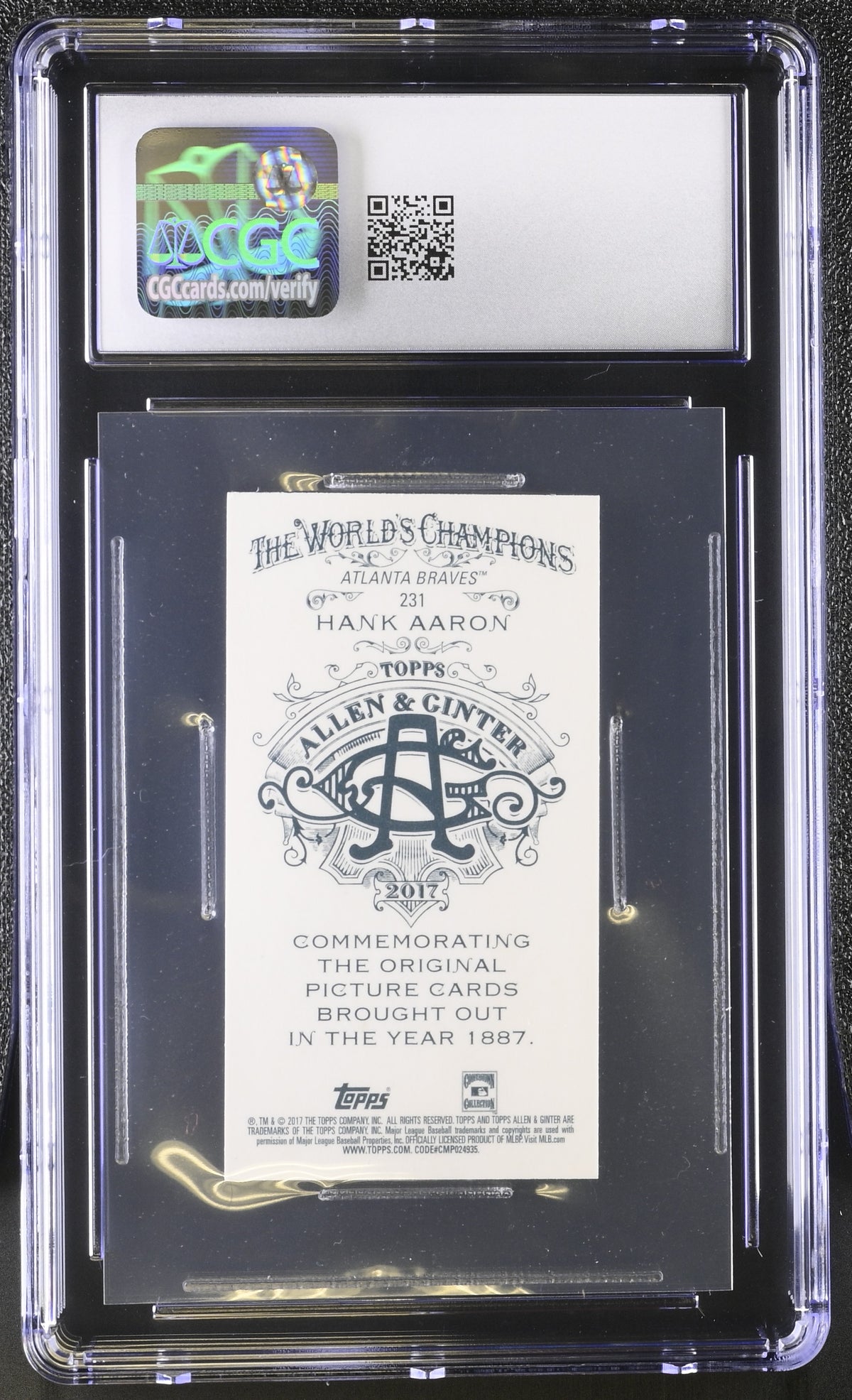 2017 Topps Allen & Ginter Hank Aaron Mini #231 CGC 9 Atlanta Braves