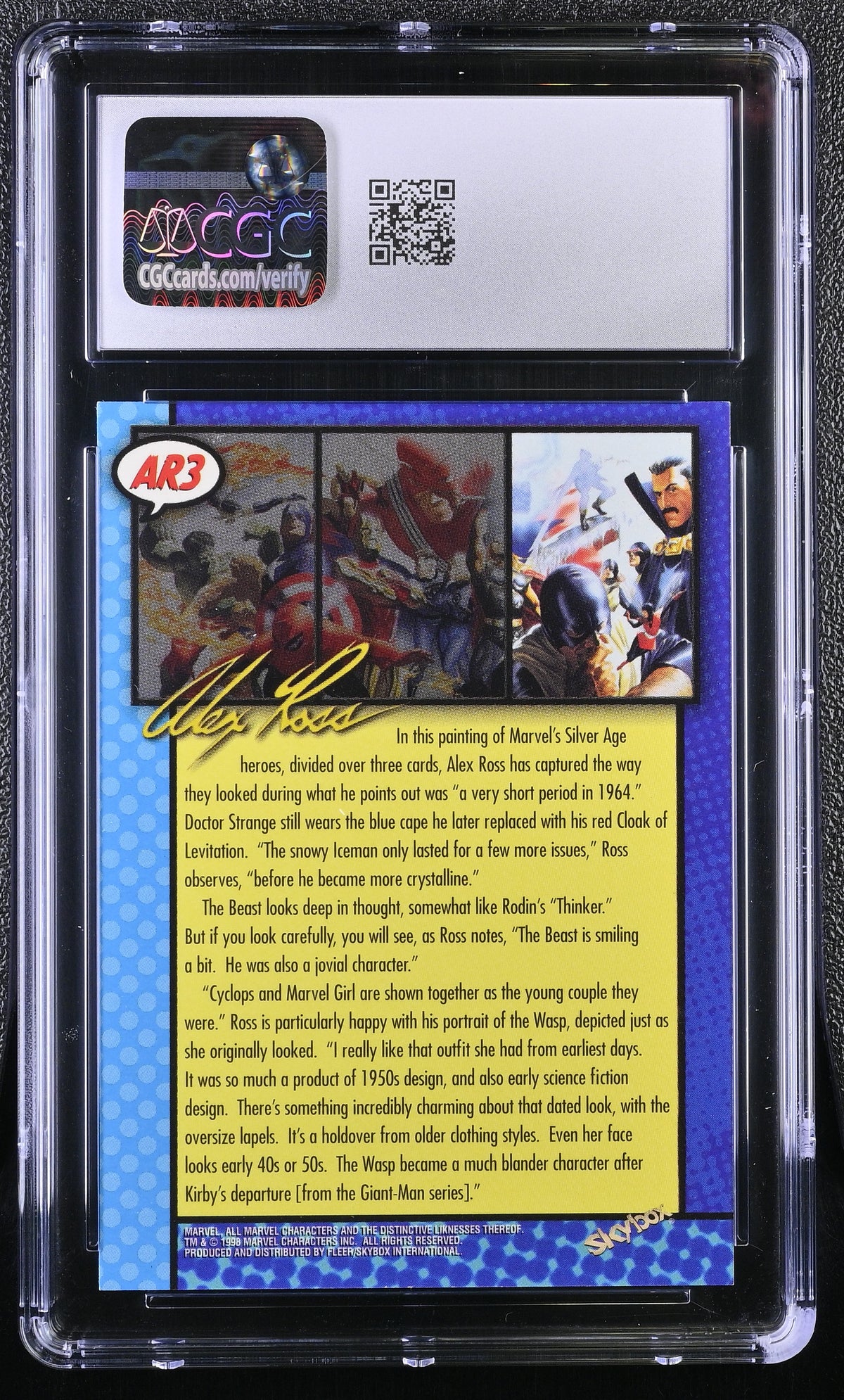 1998 Skybox Marvel: The Silver Age Heroes 3 #AR3 Alex Ross Salutes CGC 9.5