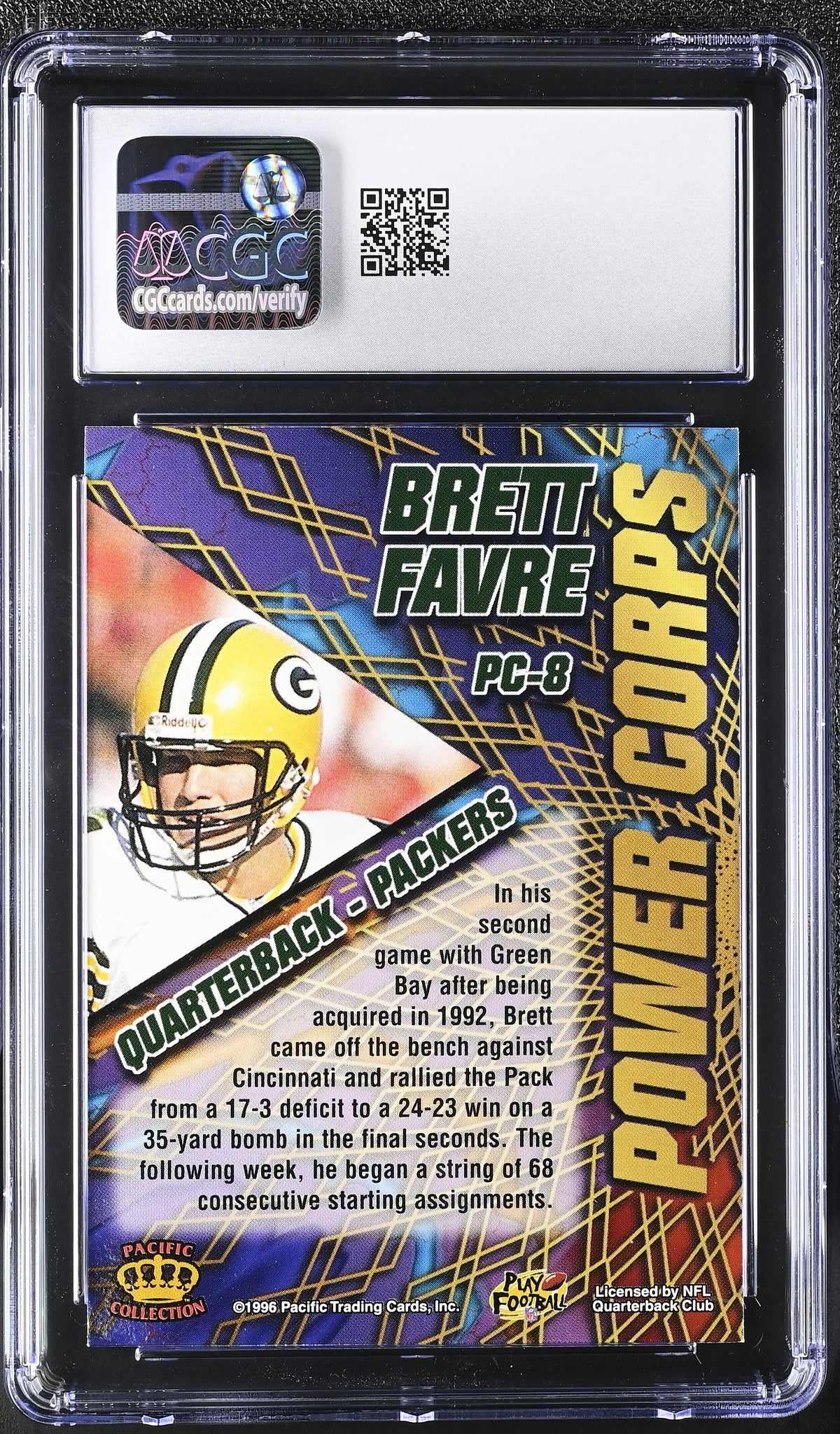 1996 Pacific Brett Favre Power Corps #PC-8 CGC 9.5 Green Bay Packers