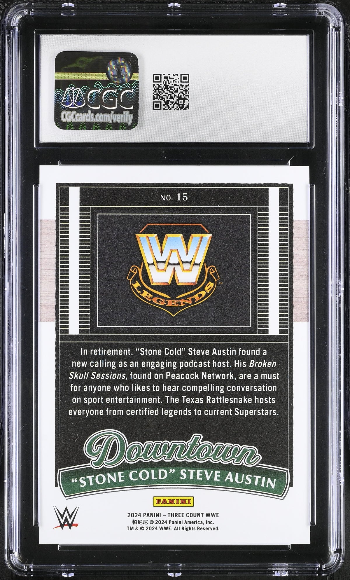 2024 Panini Three Count WWE "Stone Cold" Steve Austin Downtown #15 CGC 10