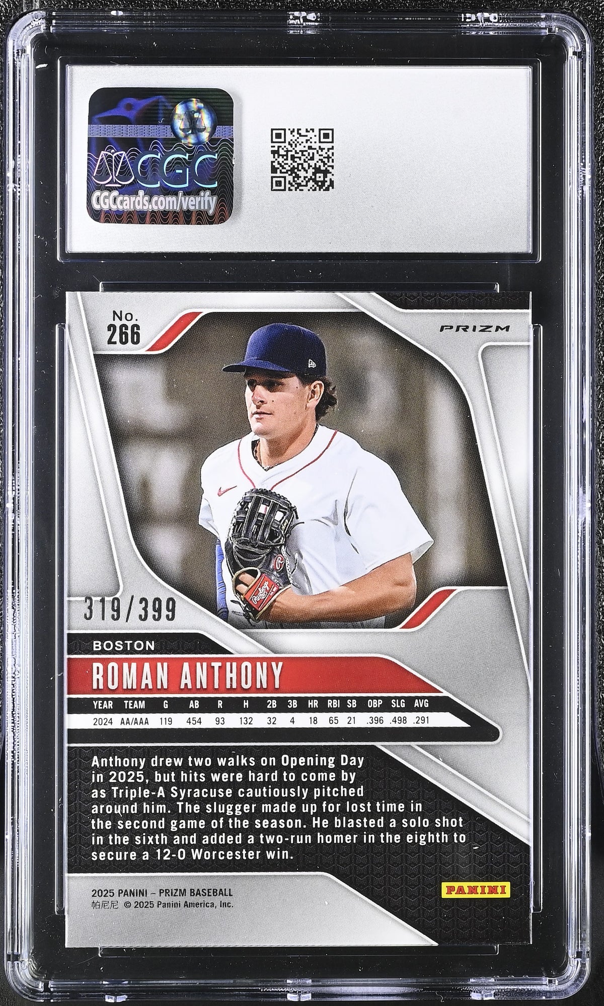 2025 Panini Prizm Roman Anthony #266 Orange Pulsar CGC 9