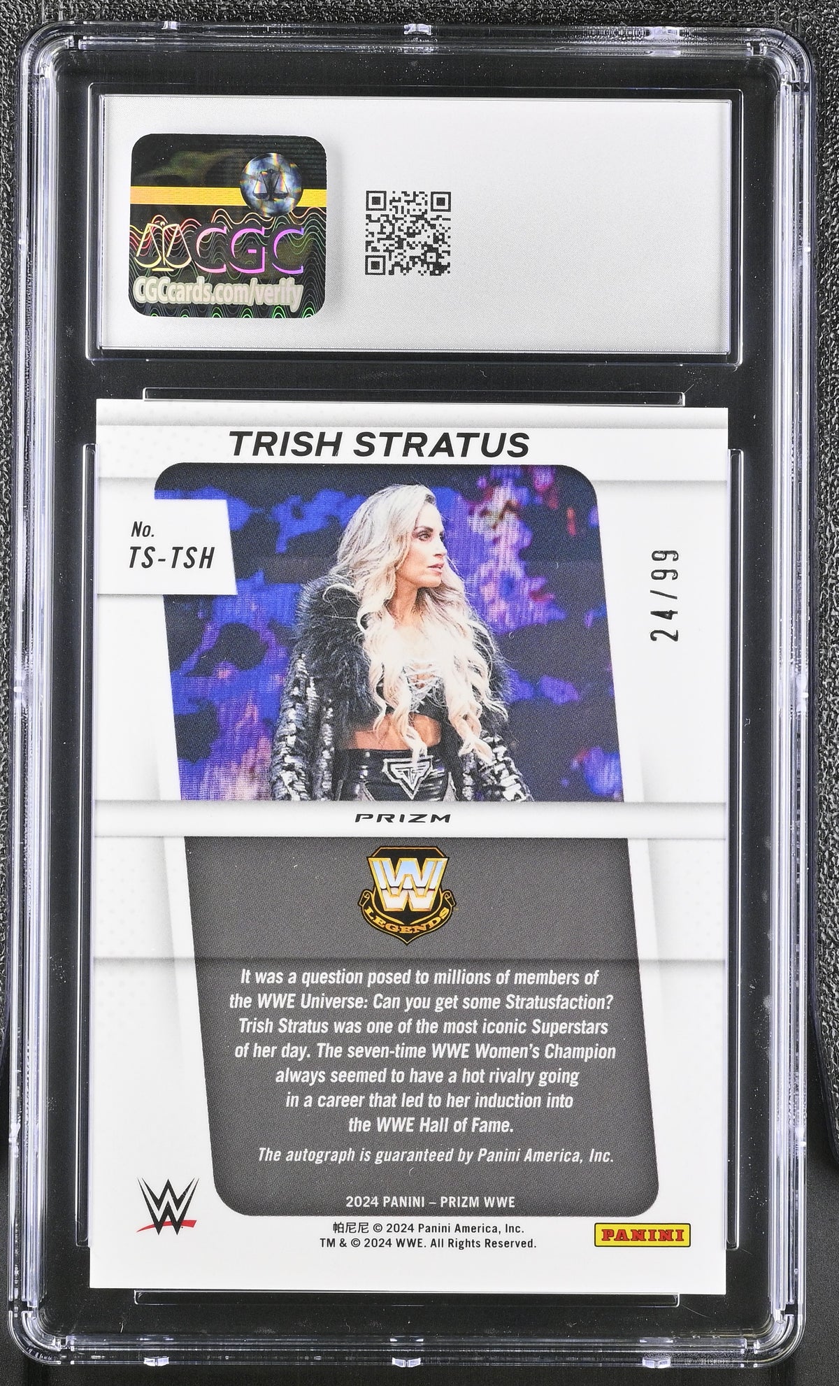2024 Panini Prizm WWE Trish Stratus Red /99 Throwback Signatures #TS-TSH CGC 10
