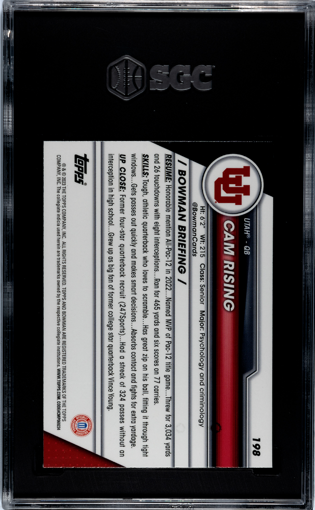 2023 Bowman U Chrome Sapphire Cam Rising #198 SGC 9.5