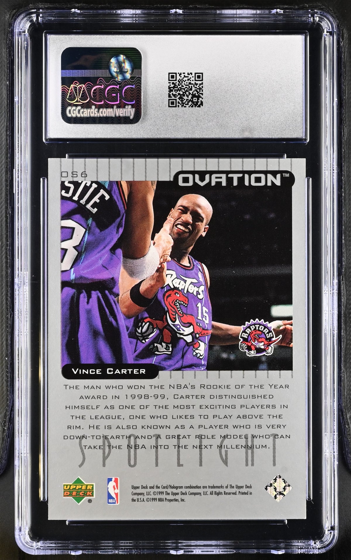 1999-00 Upper Deck Ovation Vince Carter Spotlight #OS6 CGC 9.5 Toronto Raptors