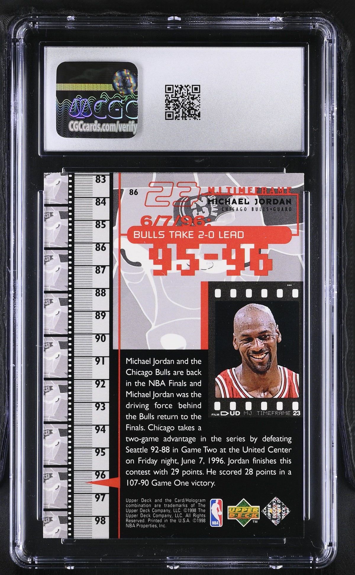 1998 Upper Deck MJ Living Legend Michael Jordan #86 CGC 9 Chicago Bulls