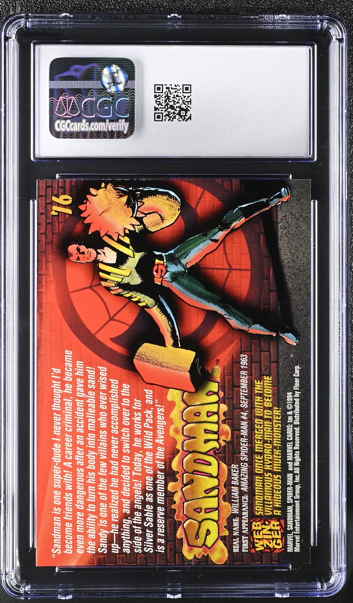 1994 Fleer Amazing Spider-Man Sandman #76 CGC 10