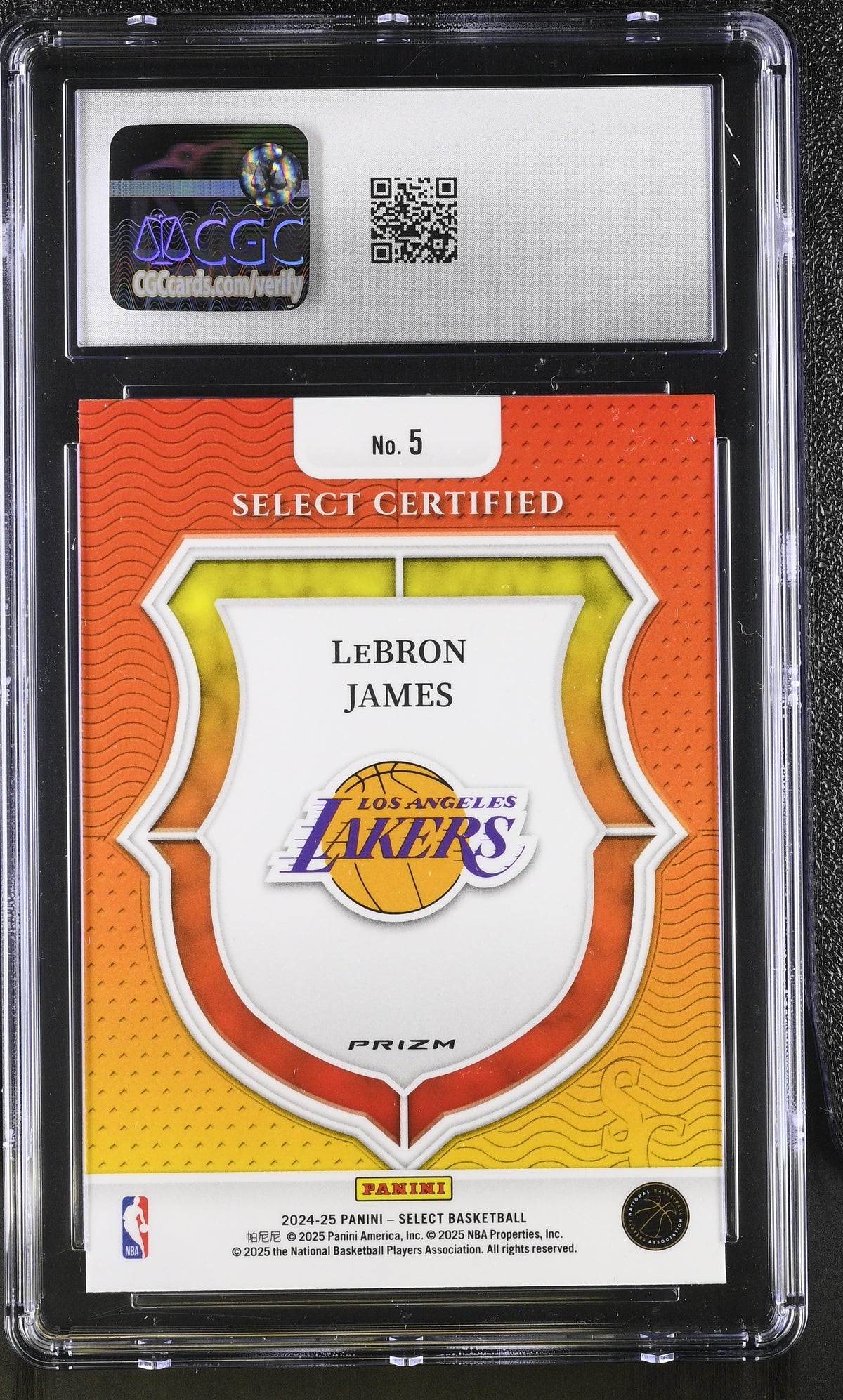 2024-25 Panini Select LeBron James Green Select Certified #5 CGC 10 Lakers