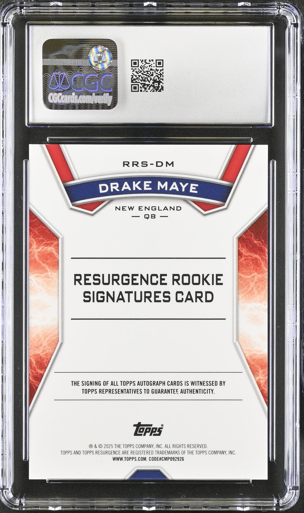 2024 Topps Resurgence Drake Maye Rookie Signatures #RRS-DM CGC 9 Patriots
