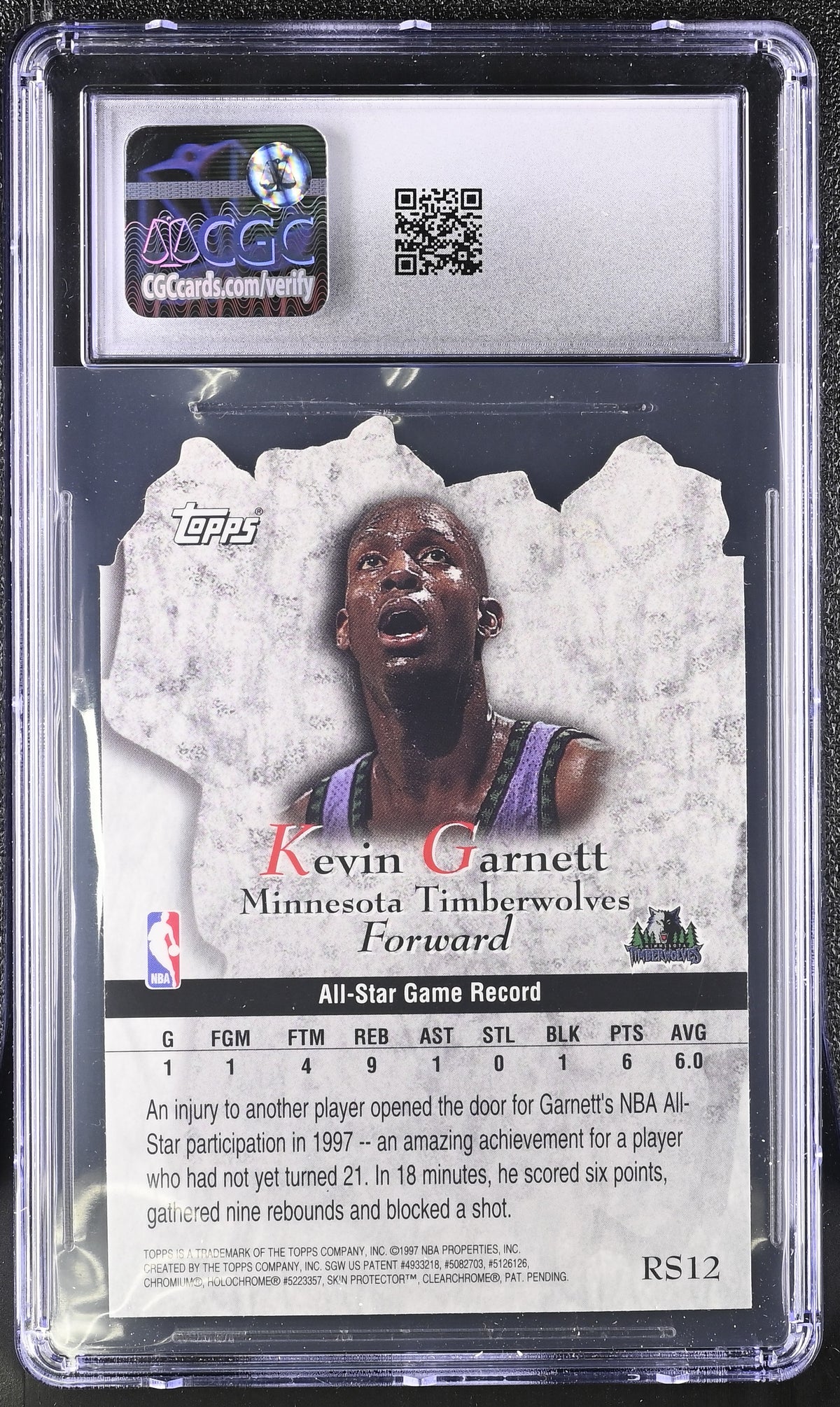 1997-98 Topps Kevin Garnett Rock Stars #RS12 CGC 10 Minnesota Timberwolves