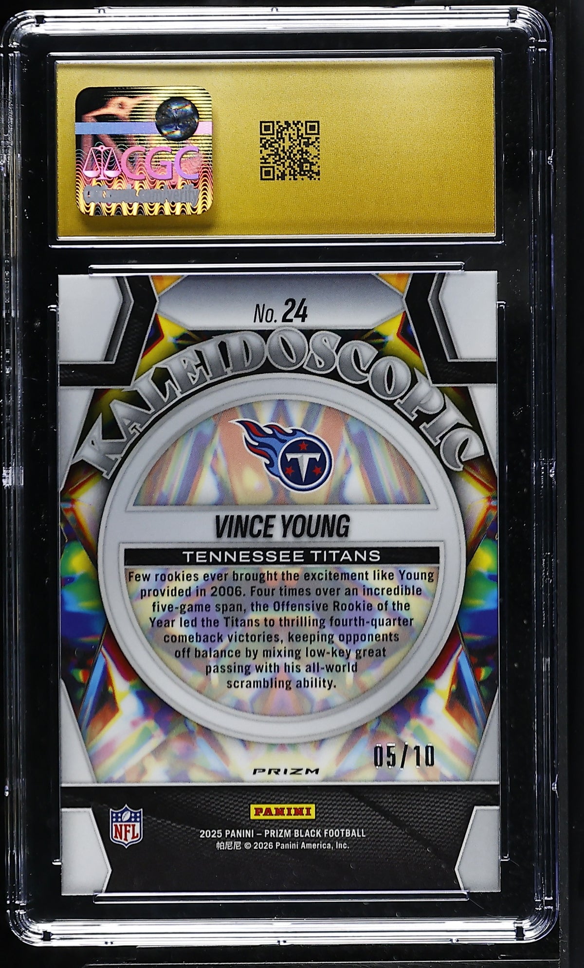 2025 Prizm Black Vince Young Gold /10 Kaleidoscopic #24 CGC 10 Pristine Titans