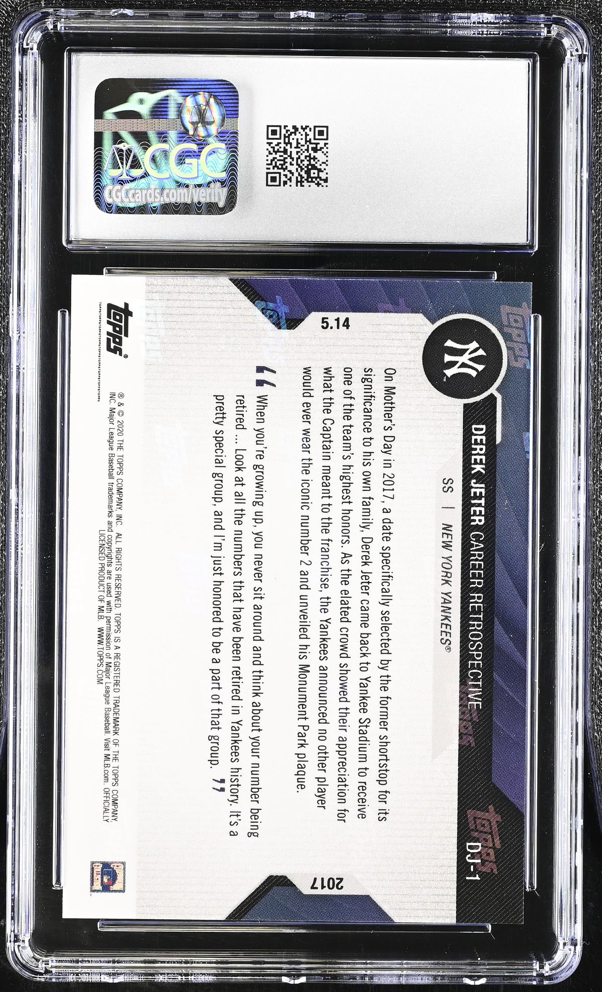 2020 Topps Now Chrome Derek Jeter Jeter Career Retrospective #DJ-1 CGC 10