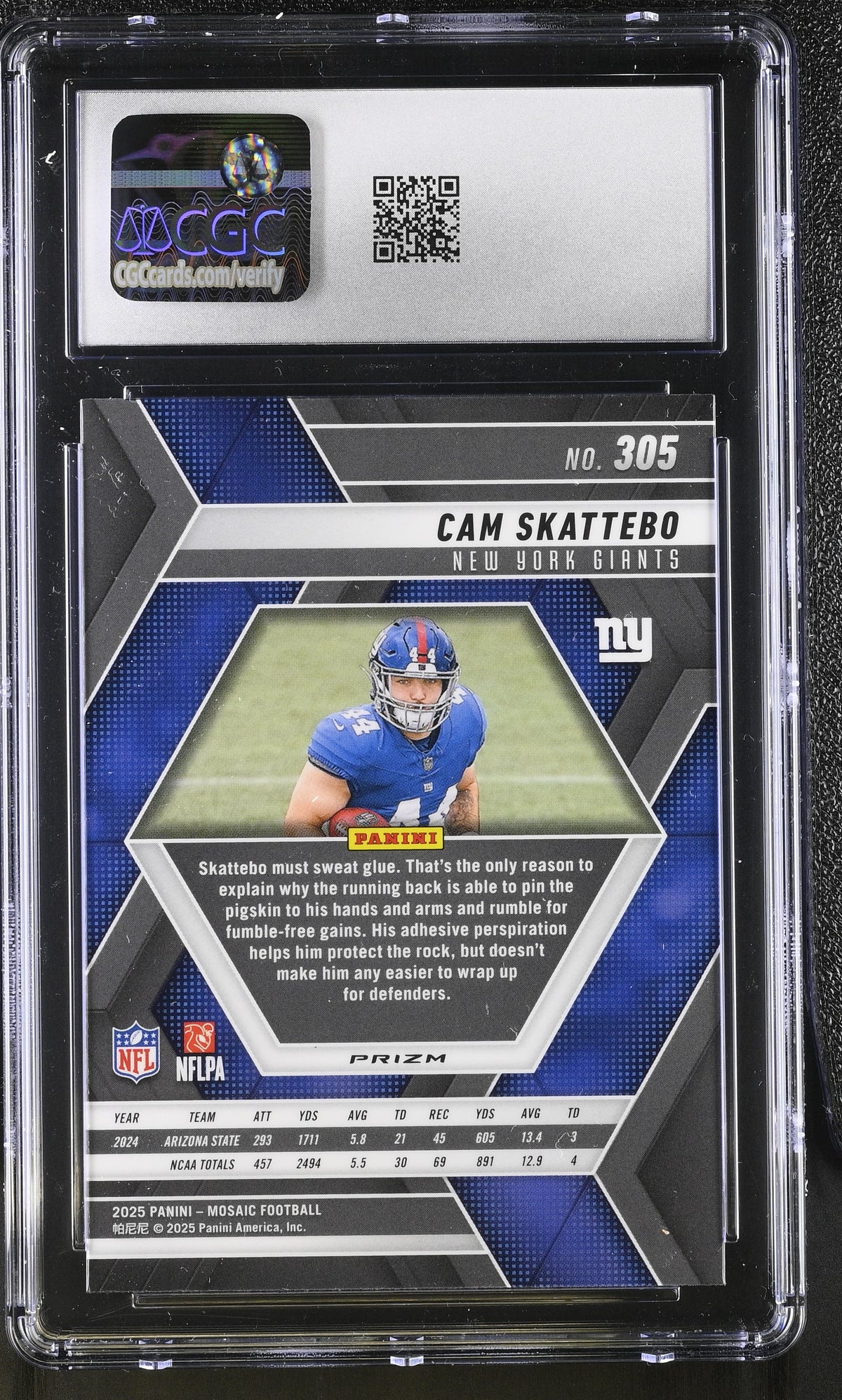 2025 Panini Mosaic Cam Skattebo Red Scope Rookie #305 CGC 10 New York Giants