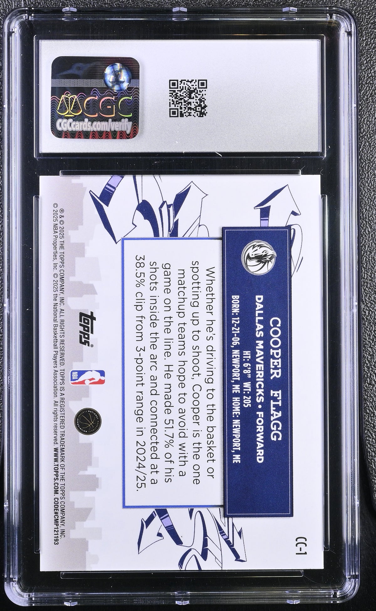 2025-26 Topps Cooper Flagg Holo Foil Clutch City Prospects CGC 10 Mavericks