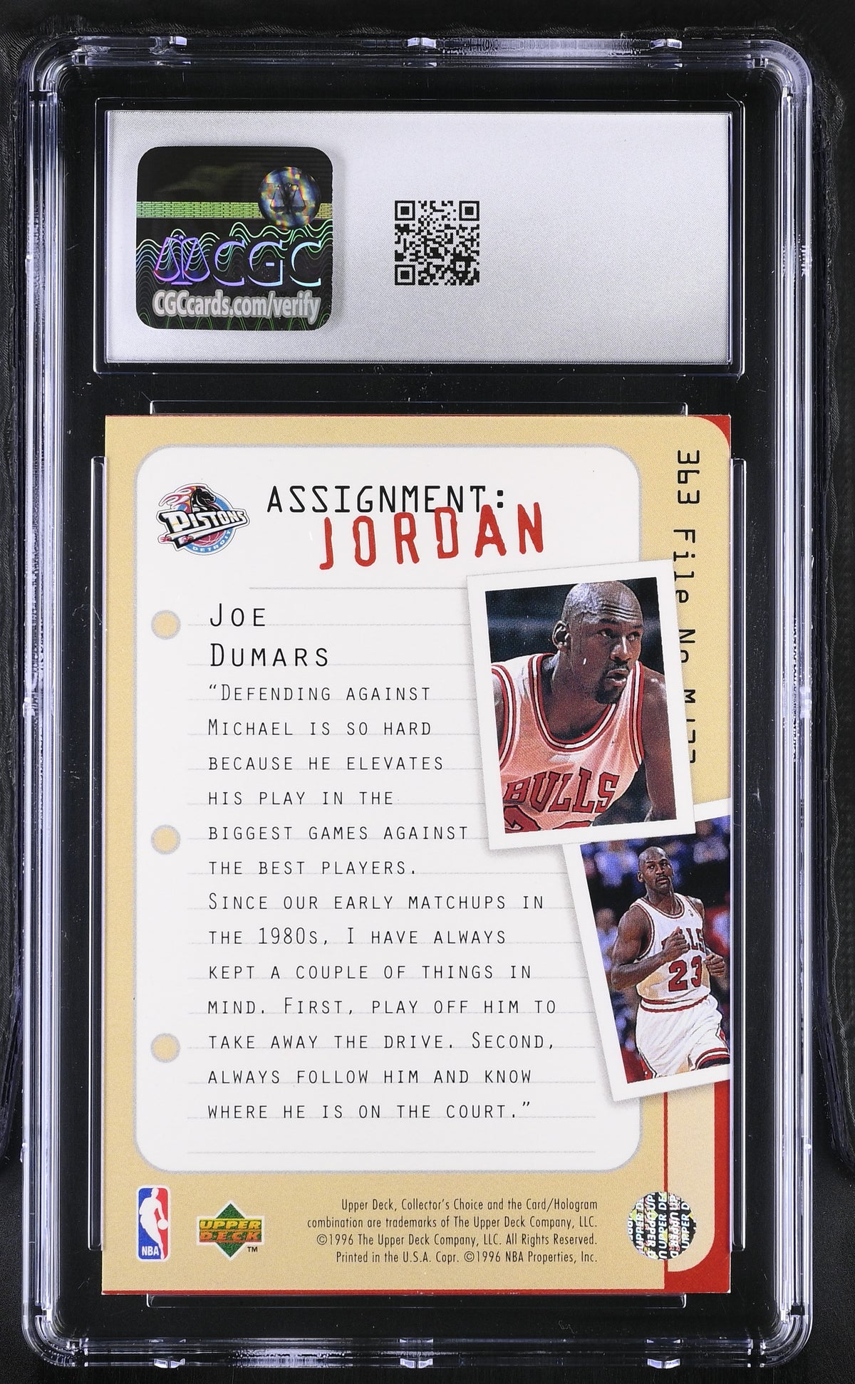 1996-97 Collector's Choice Michael Jordan/Joe Dumars #363 CGC 9