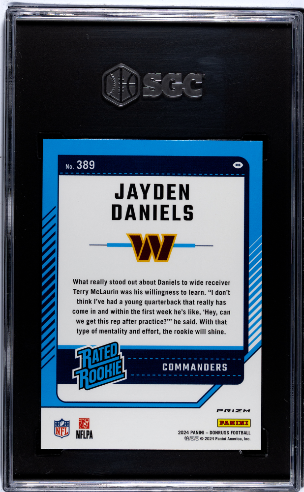 2024 Donruss Jayden Daniels Optic Preview Pink Rookie #389 SGC 10 Commanders