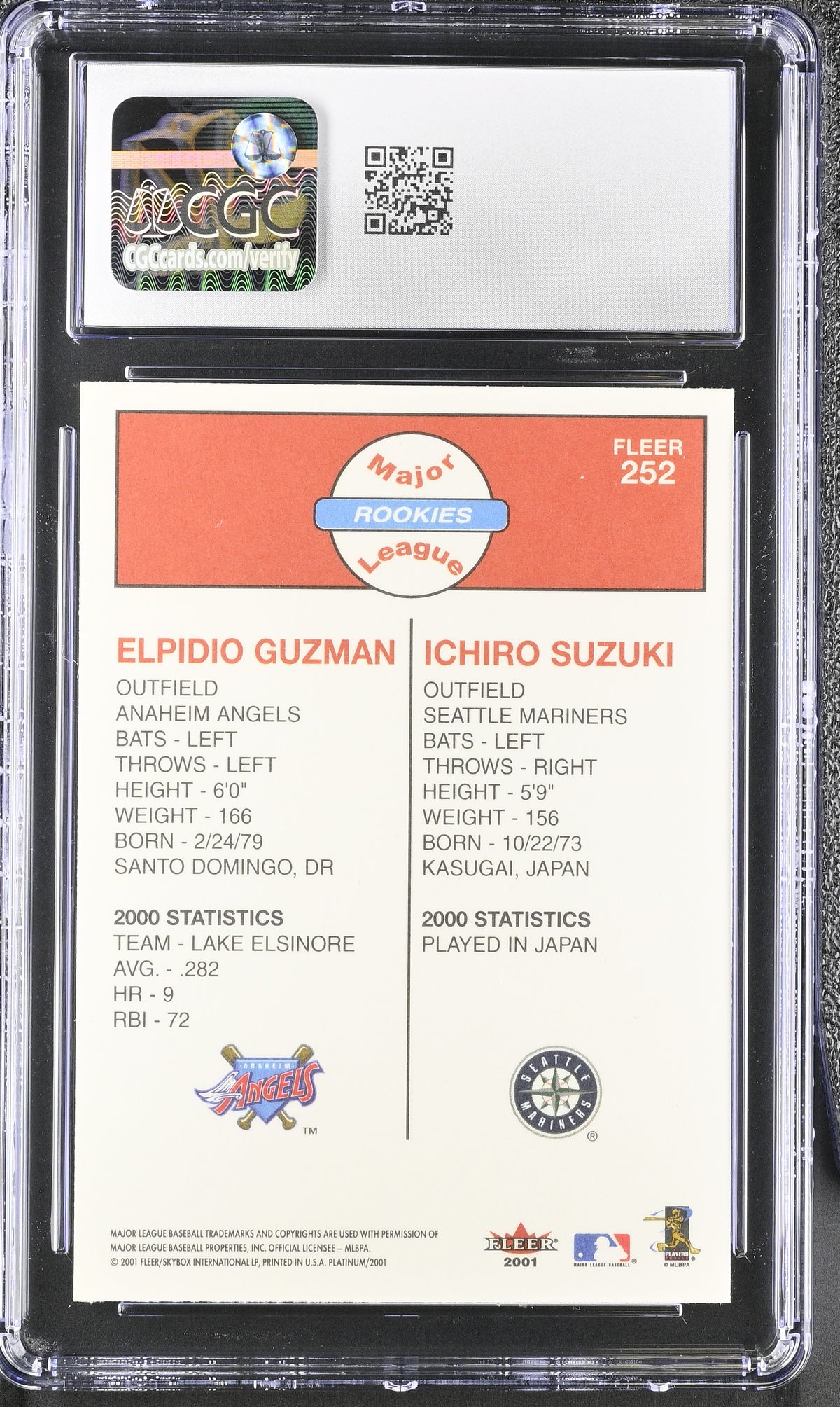 2001 Fleer Platinum Elpidio Guzman/Ichiro Suzuki #252 CGC 10