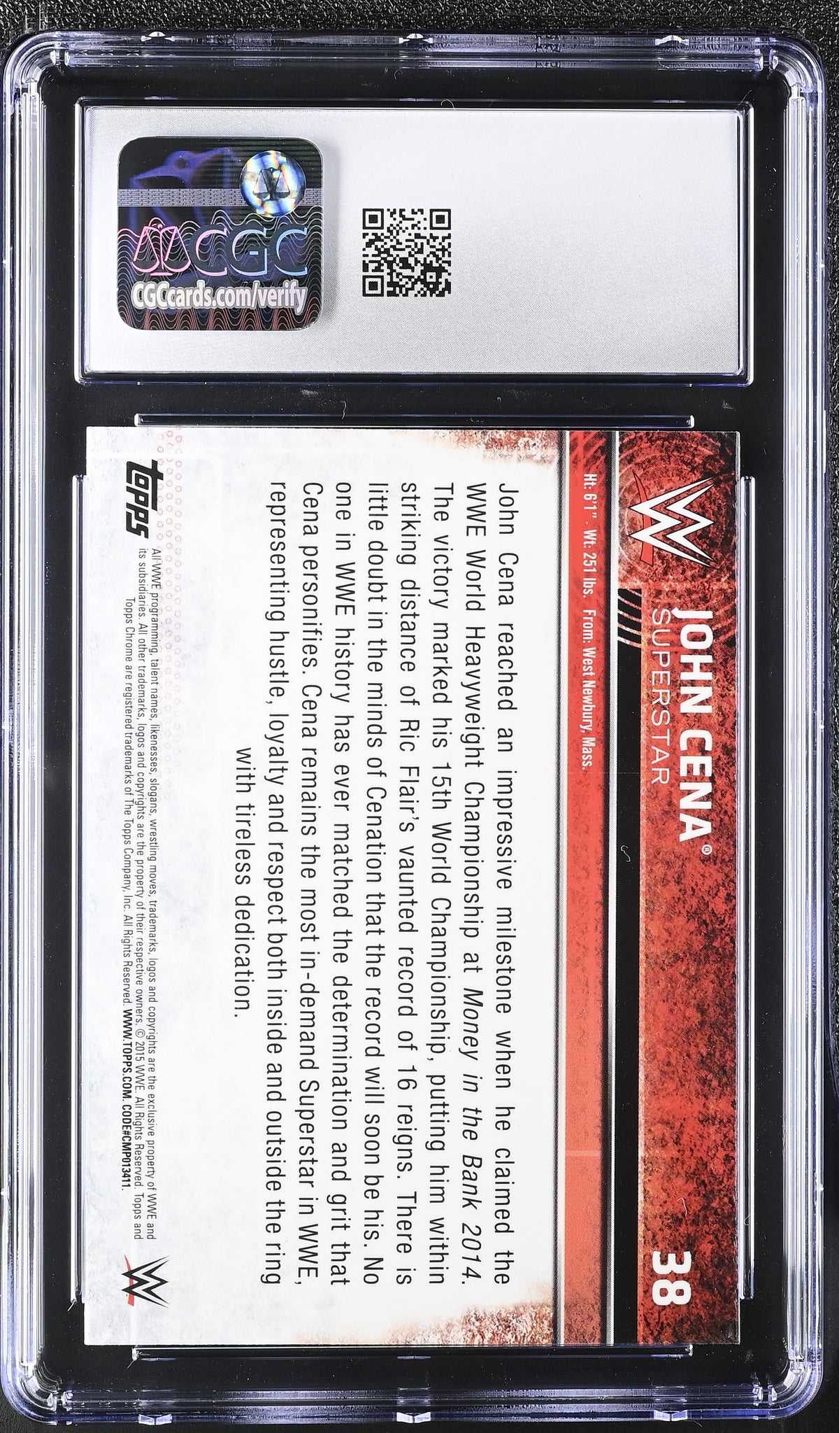 2015 Topps Chrome WWE John Cena Atomic Refractor #38 CGC 9