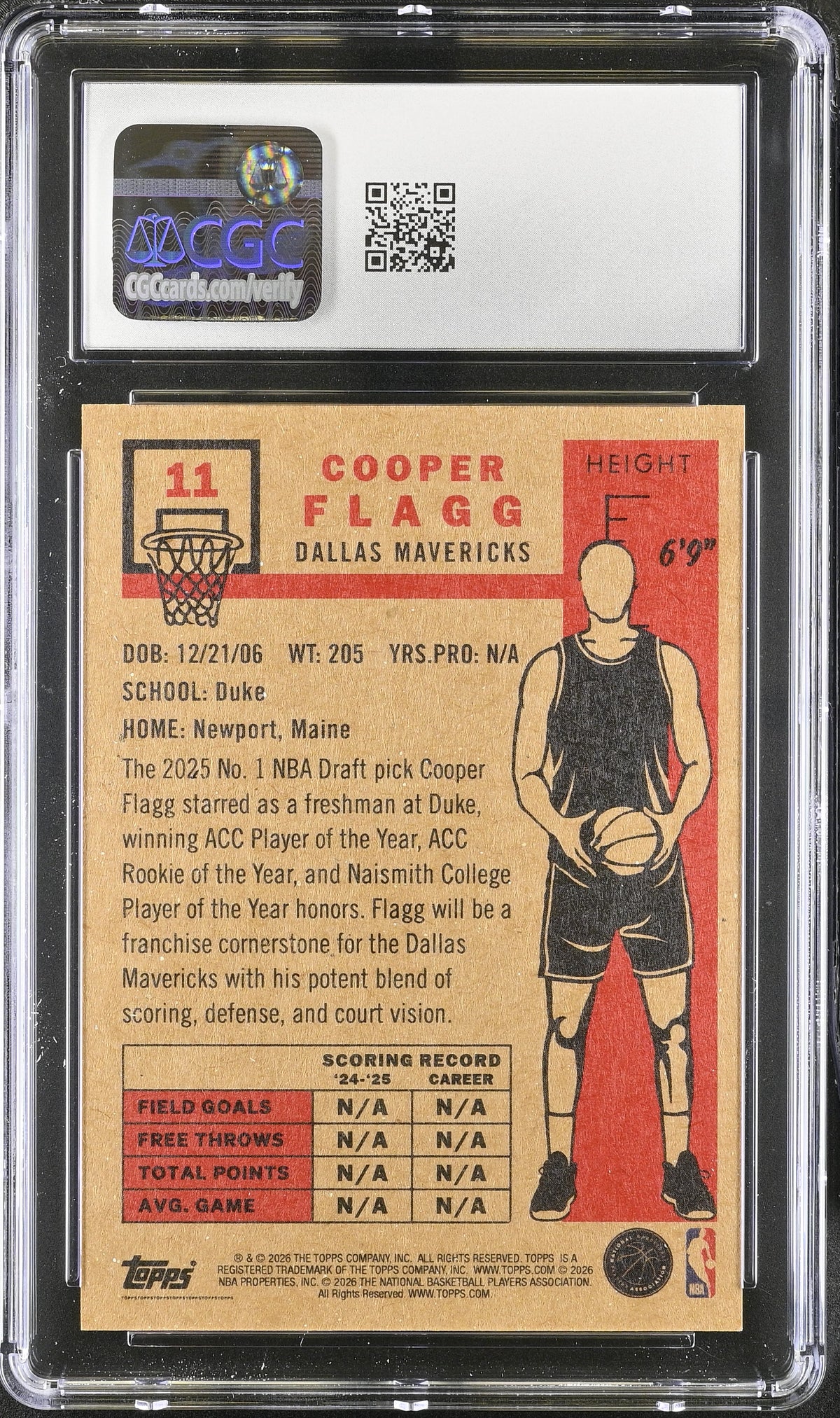 2025-26 Topps Living Set Cooper Flagg Rookie #11 CGC 9.5 Dallas Mavericks
