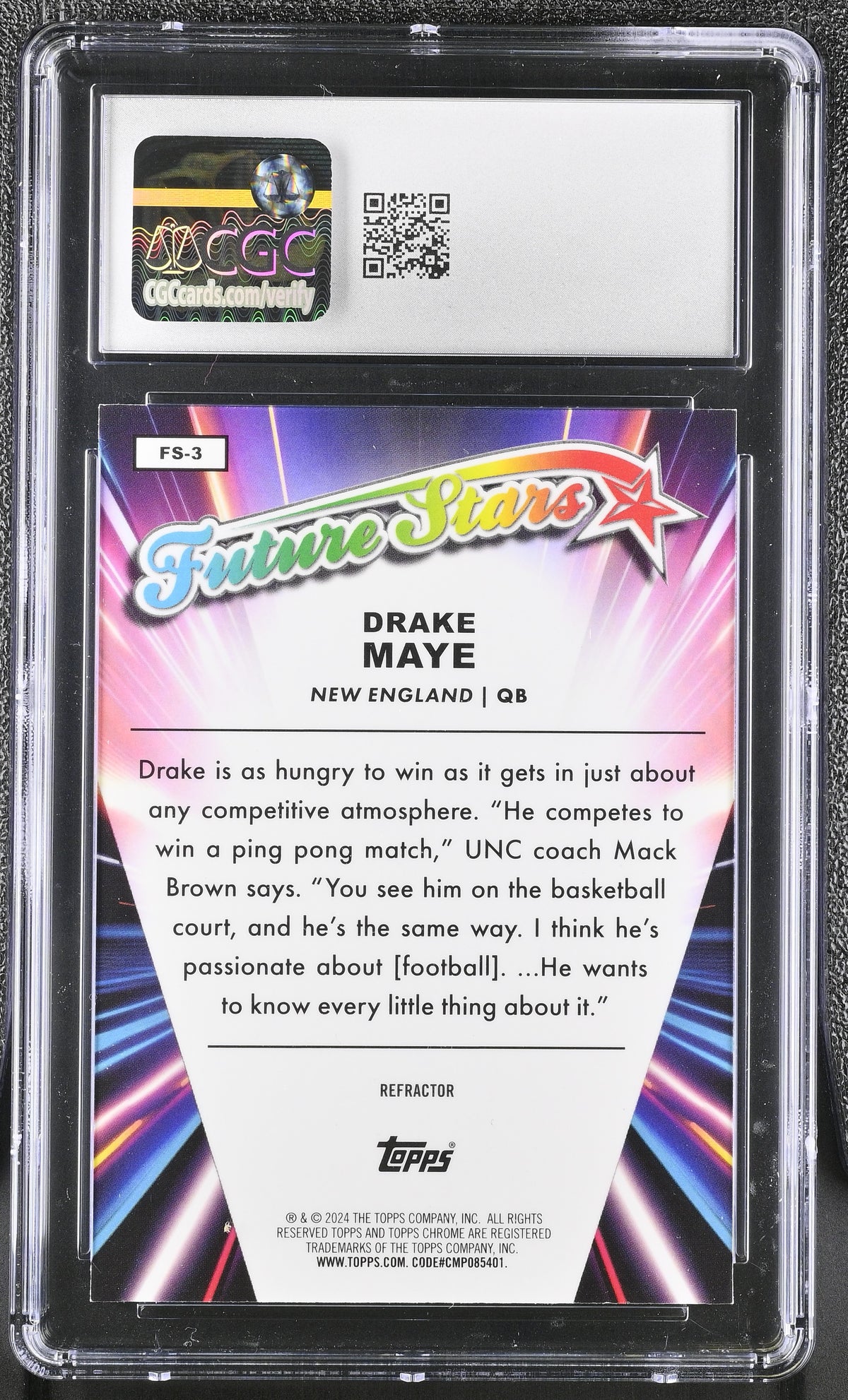2024 Topps Chrome Drake Maye Future Stars #FS-3 CGC 9 New England Patriots