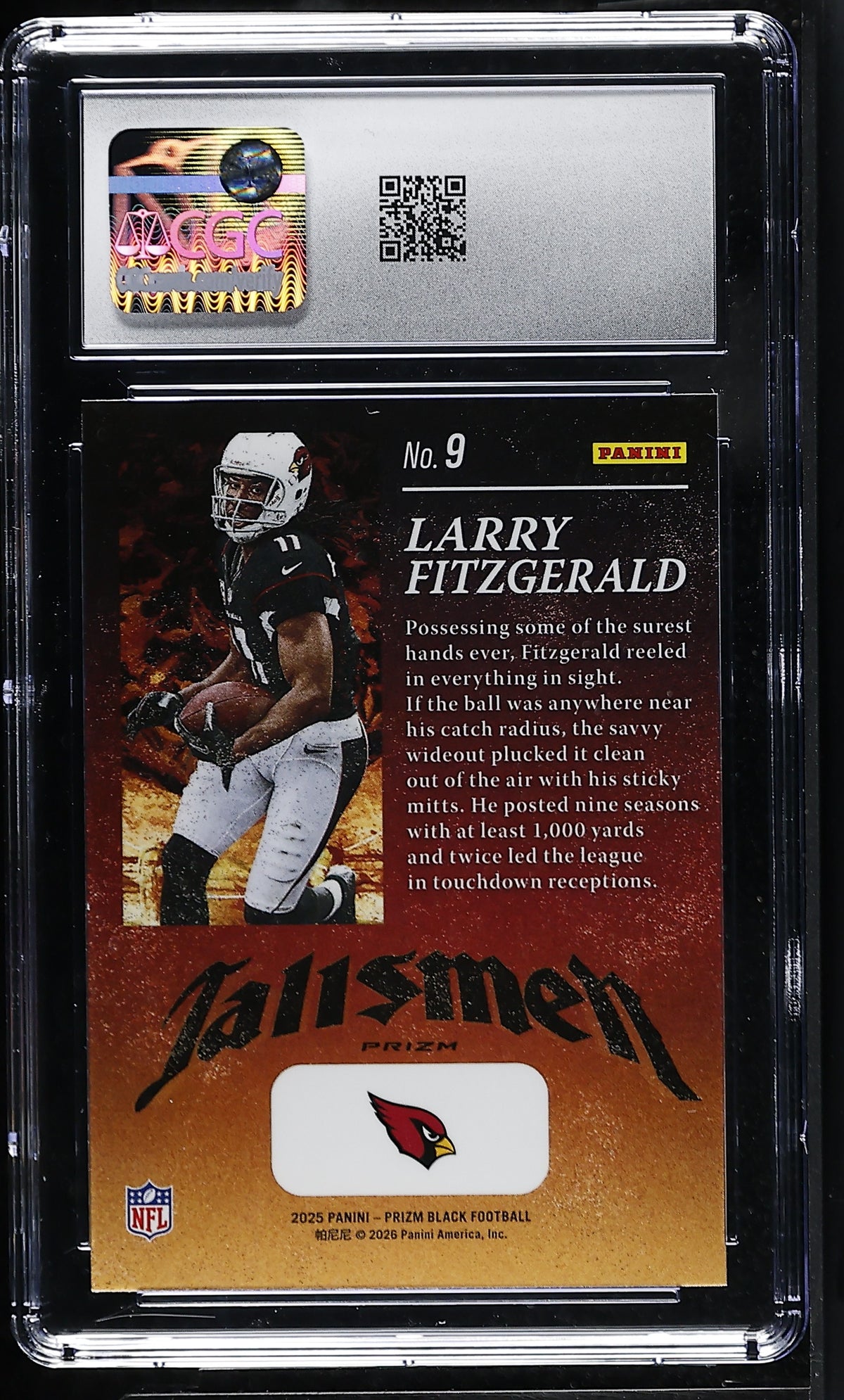 2025 Panini Prizm Black Larry Fitzgerald Silver Talismen #9 CGC 9.5 Cardinals