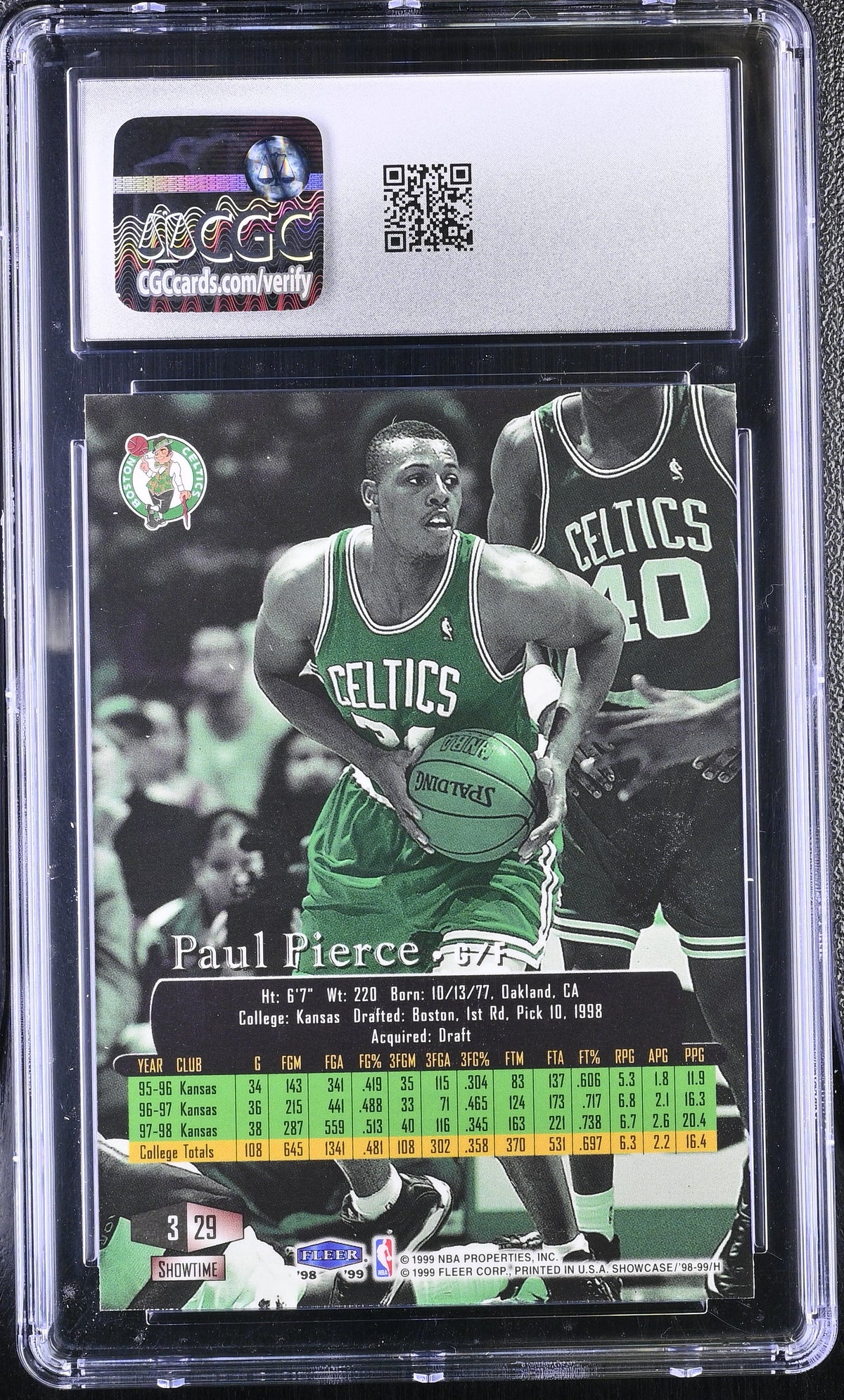 1998-99 Flair Showcase Paul Pierce Row 3 #29 CGC 9