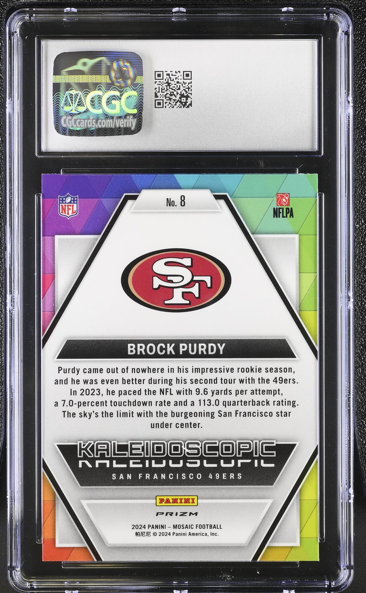 2024 Panini Mosaic Brock Purdy Kaleidoscopic #8 CGC 10 San Francisco 49ers
