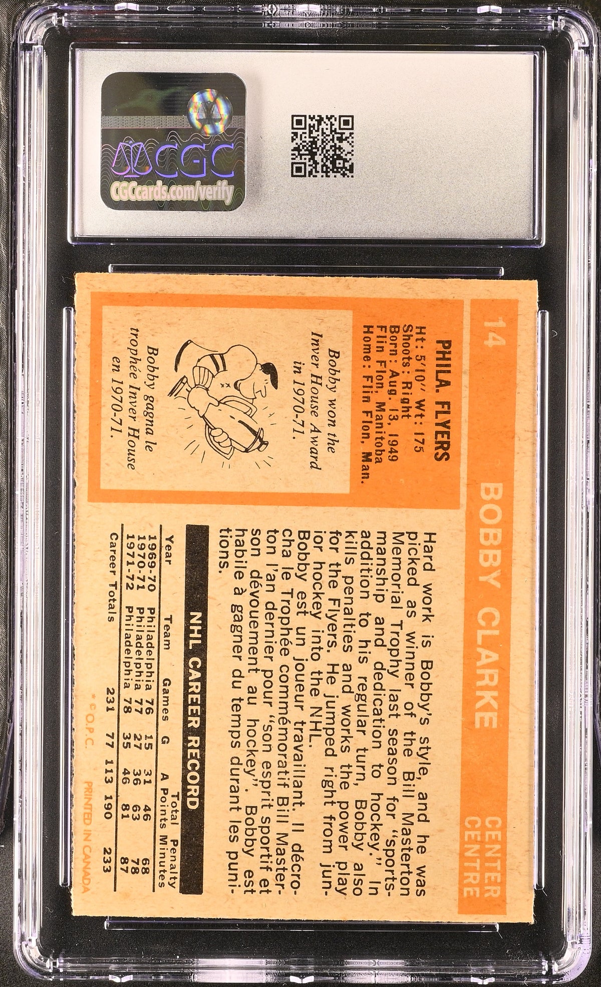 1972-73 O-Pee-Chee Bobby Clarke #14 CGC 5