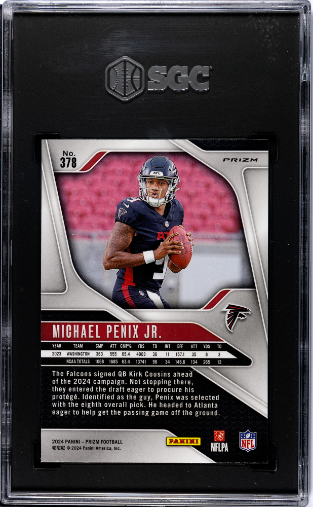 2024 Panini Prizm Michael Penix JR. Green Rookie #378 SGC 10 Atlanta Falcons