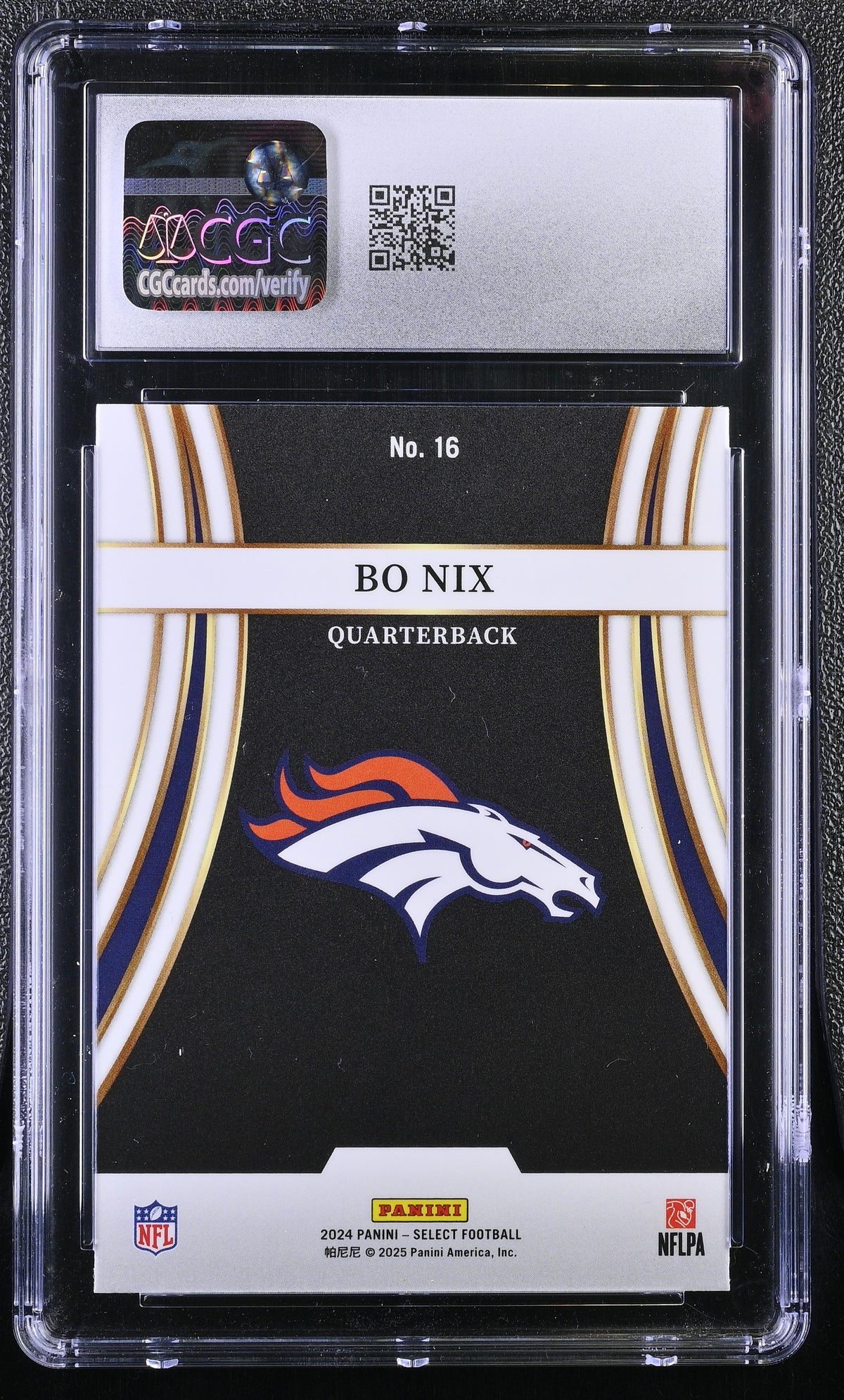 2024 Panini Select Bo Nix Rookie Turbocharged #16 CGC 9.5 Denver Broncos