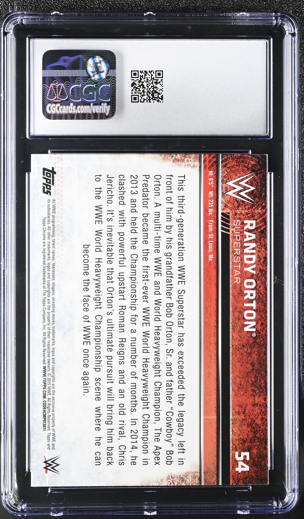 2015 Topps Chrome WWE Randy Orton Atomic Refractor #54 CGC 9.5