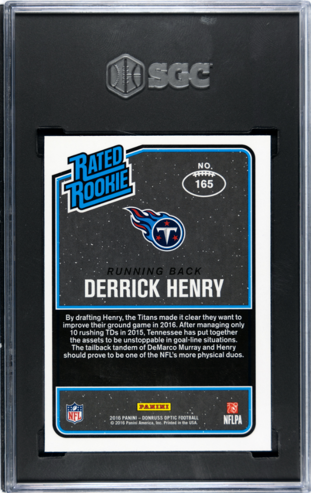 2016 Donruss Optic Derrick Henry Pink Prizm Rookie #165 SGC 9 Tennessee Titans