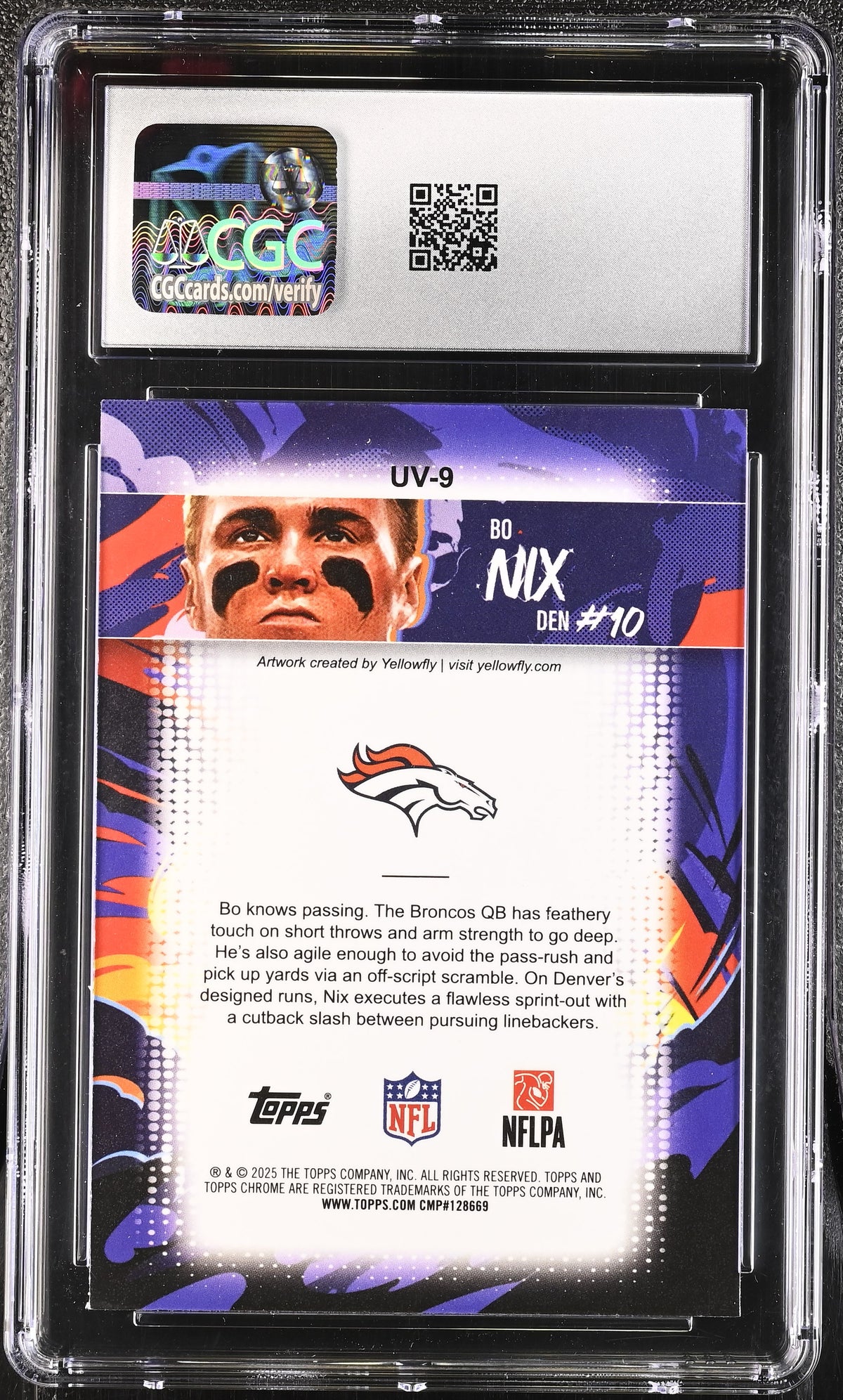 2025 Topps Chrome Bo Nix Ultra Violet #UV-9 CGC 8 Denver Broncos