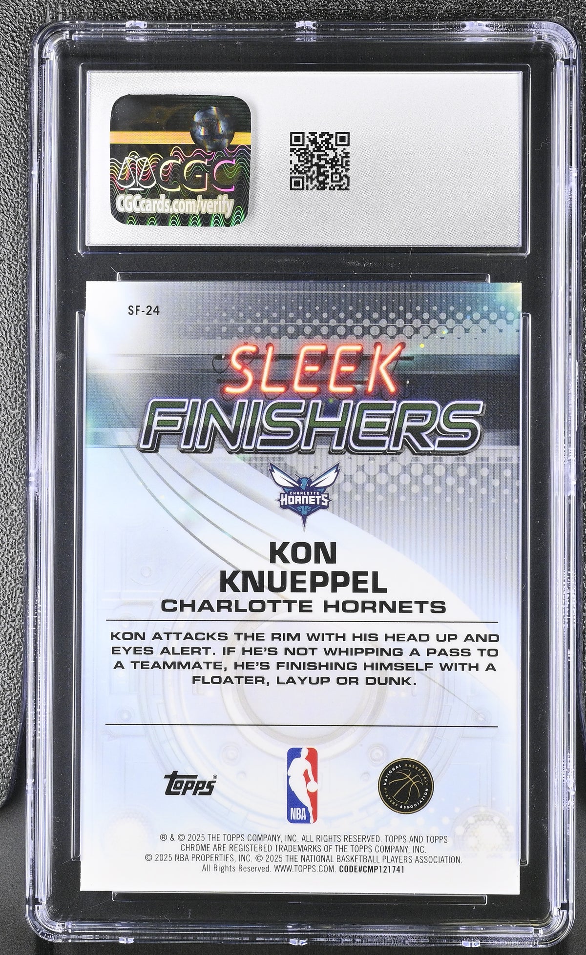 2025-26 Topps Chrome Kon Knueppel Blue /150 Rookie Sleek Finishers #SF-24 CGC 9