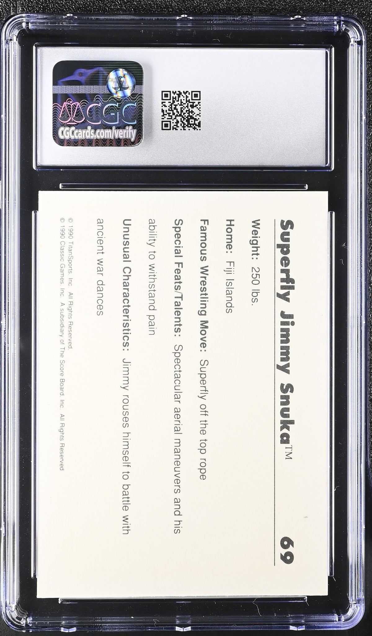 1990 Classic WWF Jimmy "Superfly" Snuka #69 CGC 9