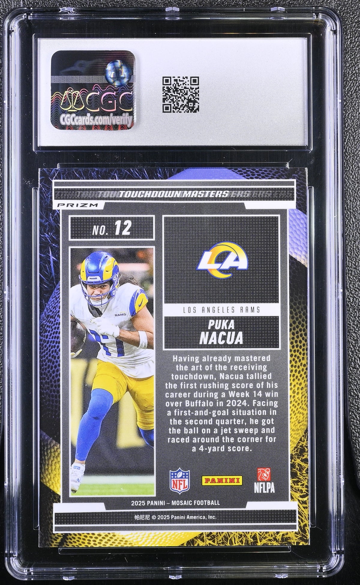 2025 Panini Mosaic Puka Nacua Orange Fluorescent Touchdown Masters #12 CGC 10