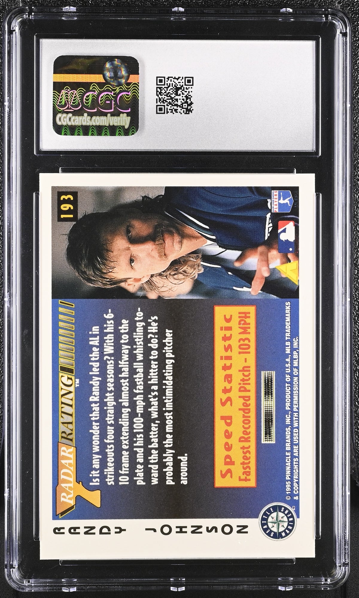1996 Score Randy Johnson RR #193 CGC 10 Seattle Mariners