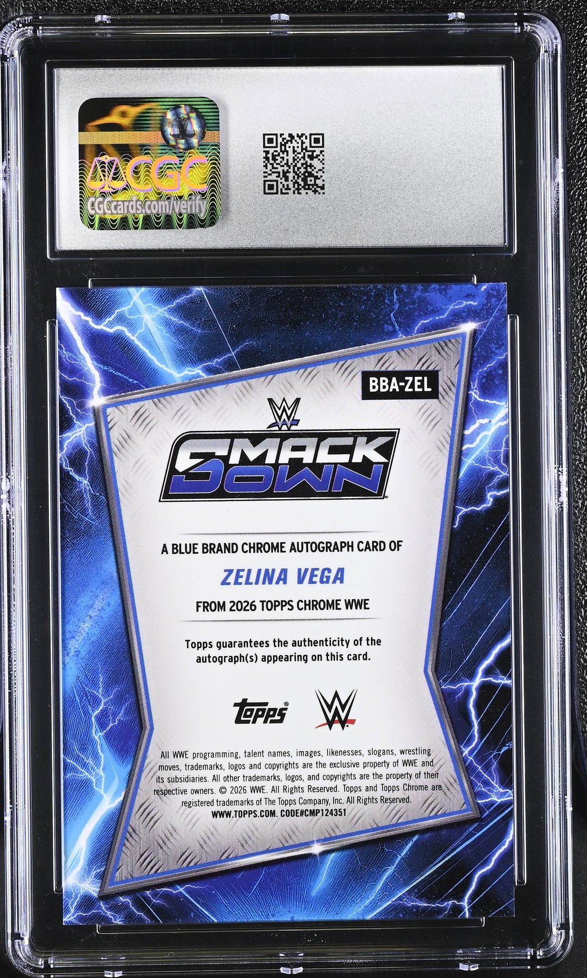 2026 Topps Chrome WWE Zelina Vega Gold Refractor Blue Brand Auto#BBA-ZEL CGC 10