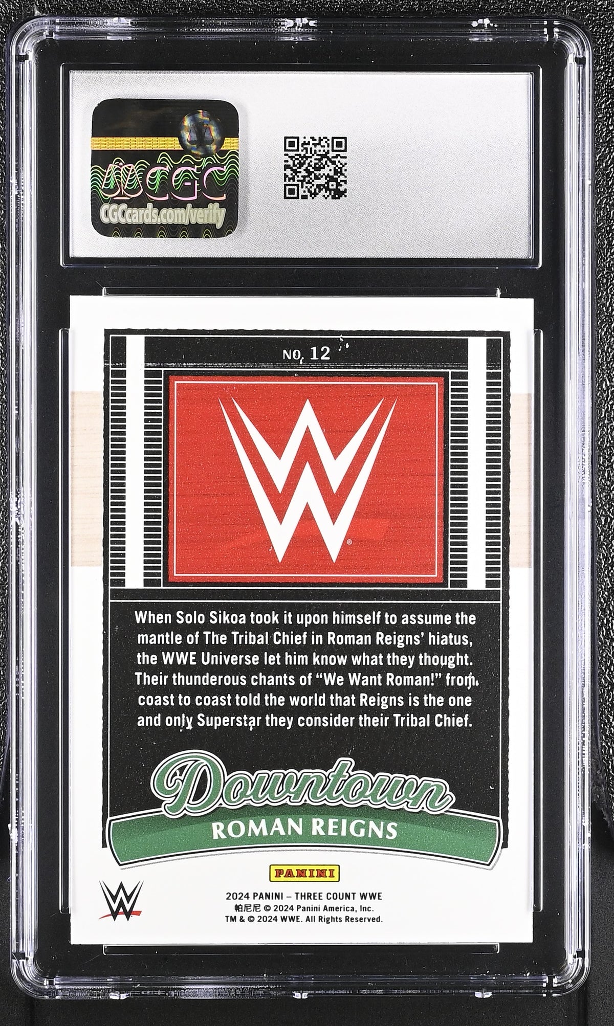 2024 Panini Three Count WWE Roman Reigns Downtown #12 CGC 10