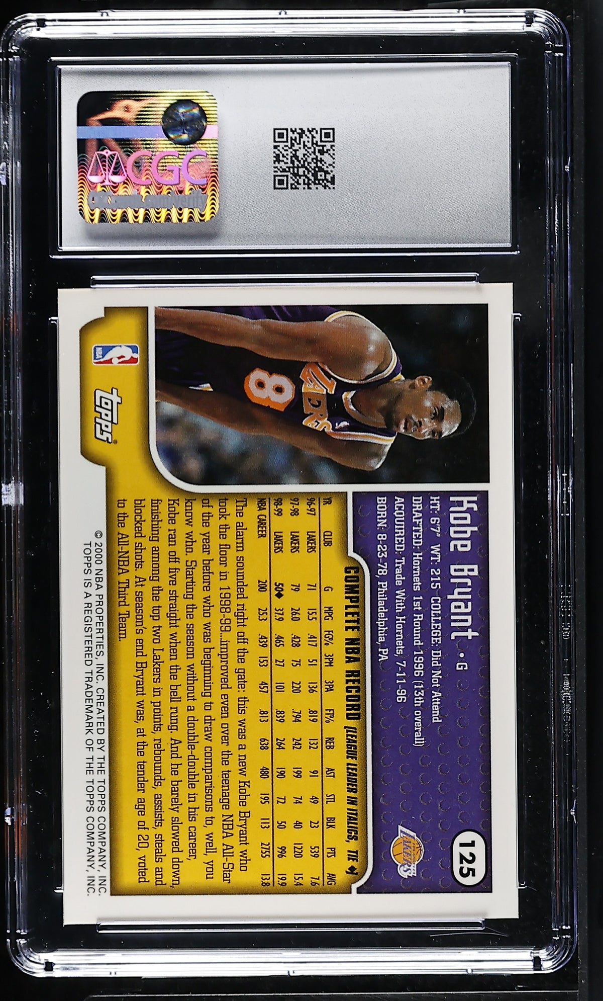 1999-00 Topps Kobe Bryant #125 CGC 9 Los Angeles Lakers