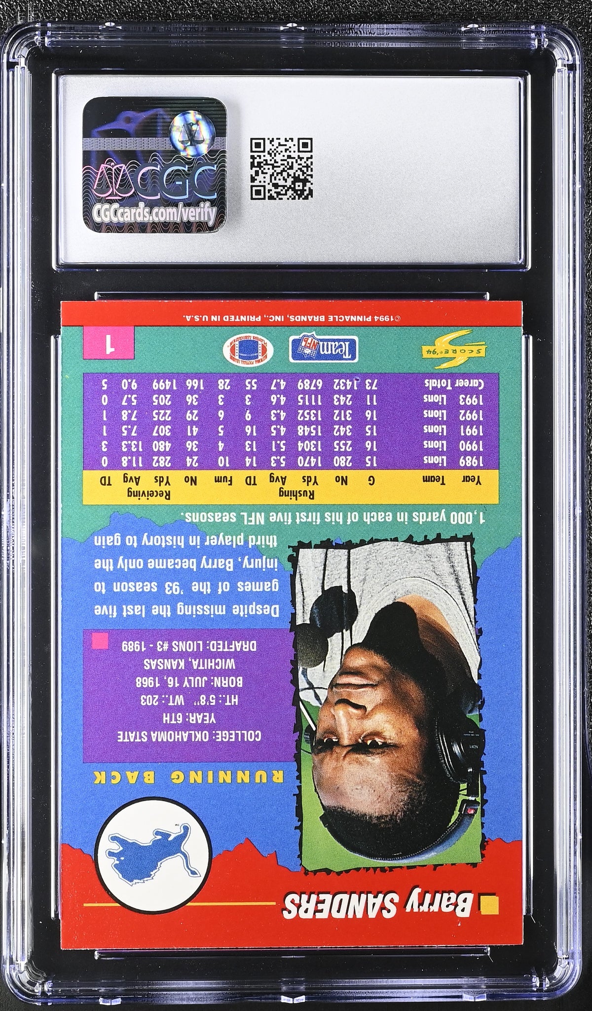 1994 Score Barry Sanders #1 CGC 9.5 Detroit Lions