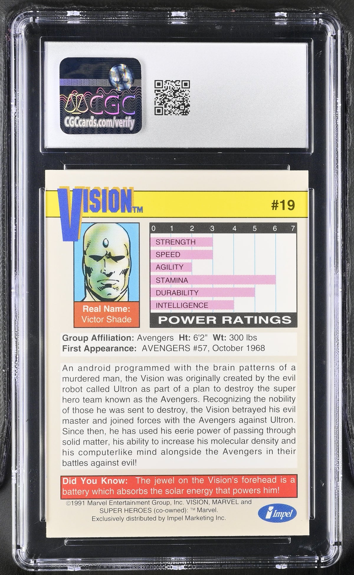 1991 Impel Marvel Universe Series II Vision #19 CGC 10