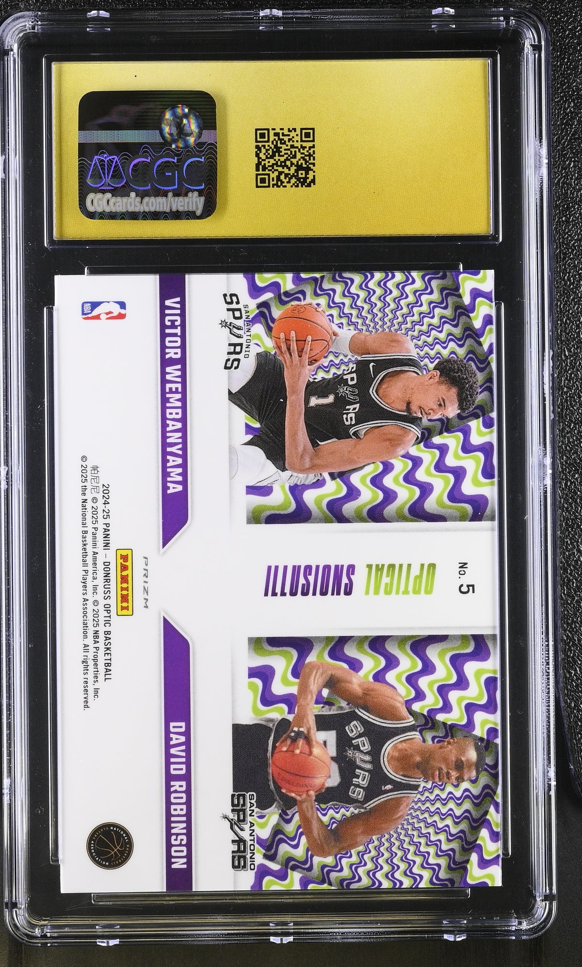 2024-25 Donruss Optic Wembanyama Robinson Purple Illusions #5 CGC 10 Pristine