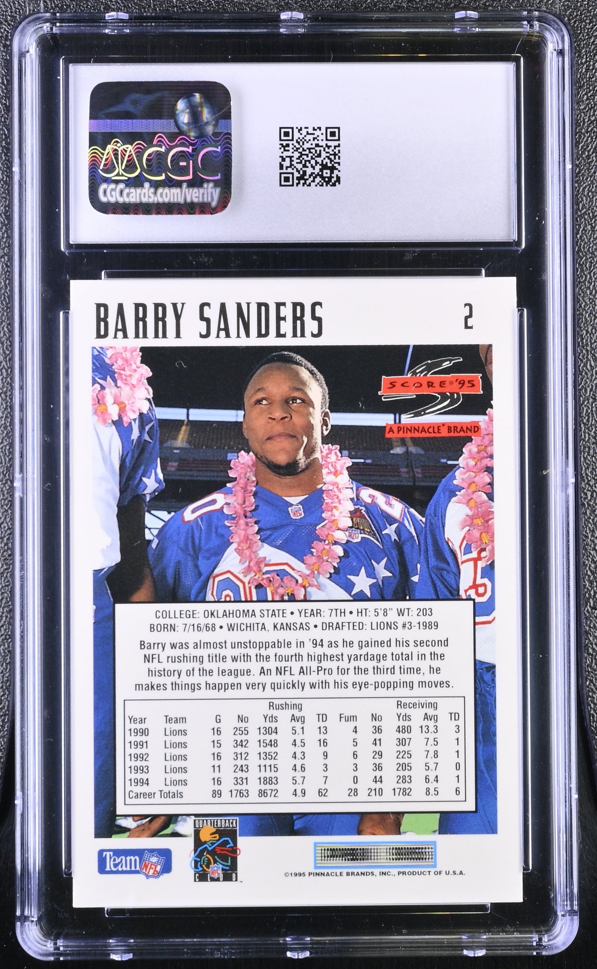 1995 Score Barry Sanders #2 CGC 9.5