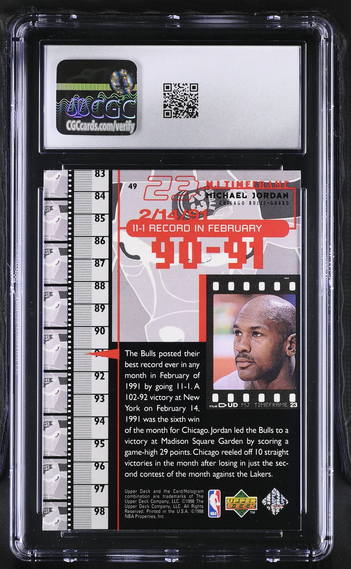 1998 Upper Deck MJ Living Legend Michael Jordan #49 CGC 9 Chicago Bulls