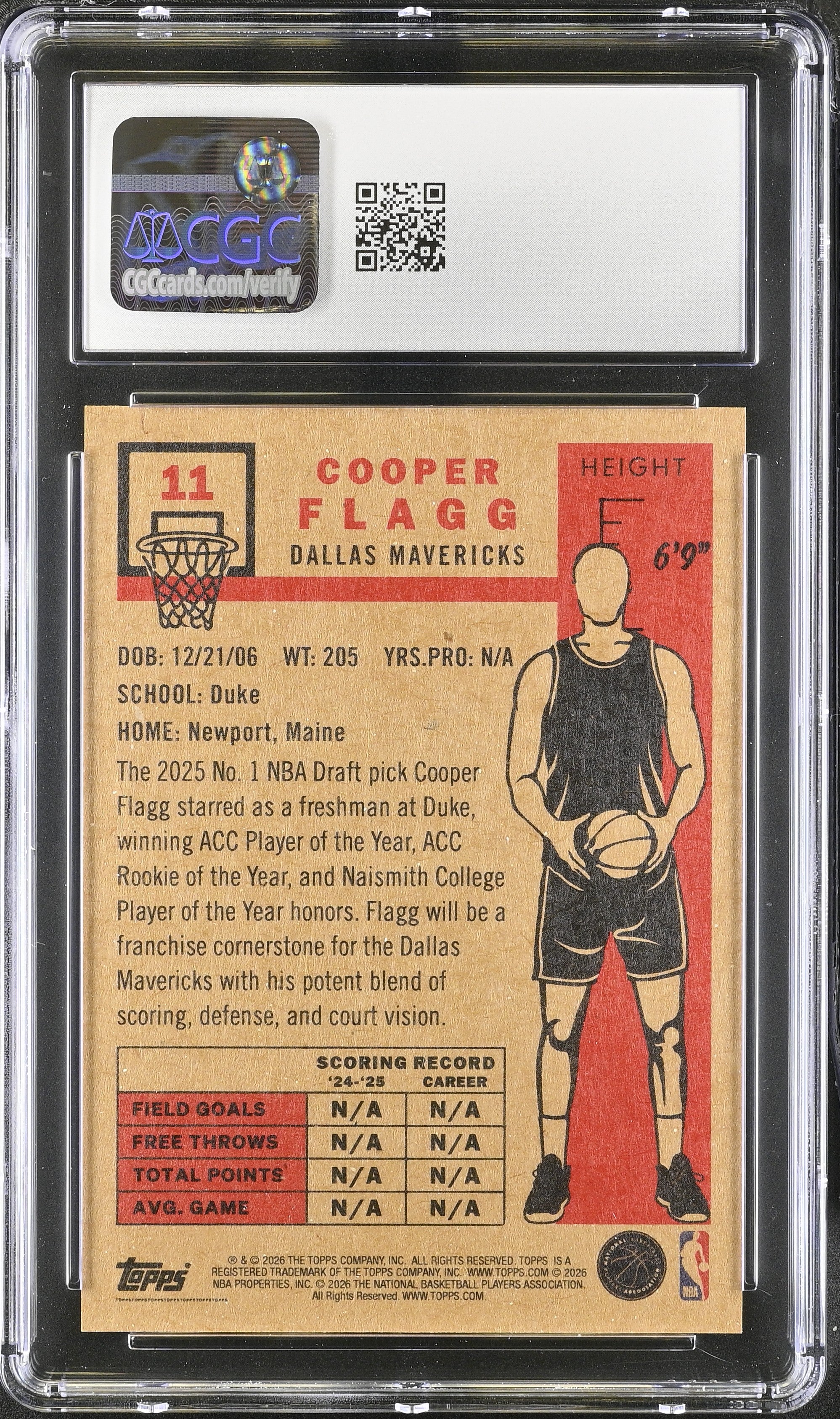 2025-26 Topps Living Set Cooper Flagg #11 CGC 9